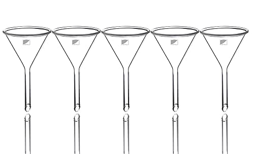 Image of OCTA Borosilicate Glass Funnel 2 inches 50mm for Laboratory Use Borosilicate Glassware for Bottle Hot Oil or Liquid Chemicals Solutions Pack of 5