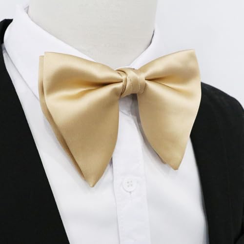 Image of Mens Bow Tie Pre Tied Oversized Bow Ties for Men Satin Bowties for Tuxedo Wedding Party Banquet