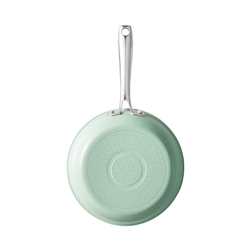 Image of Redchef Ceramic Nonstick Pan, Mini Skillet for Breakfast & Eggs, Healthy Chemical-Free Cooking, Stay-Cool Stainless Steel Handle, PTFE & PFAS & PFOA Free, Mint Green, 8 Inch