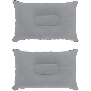LiXiongBao 2 Pacchetti Cuscino Inflatabile Ultraleggero Grigio, Piccolo Quadrato in Tessuto Foderato, Ideale per Escursioni, Camping, Viaggio, Pisolino, Riposo al Banco, Supporto Collo e Lombarico