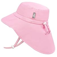 Jan & Jul Mädchen Schnell trocknender Sonnenhut mit Nackenschutz für Schwimmen, 50+ UPF Hut für Kleinkinder (M: 6-24 Monate, Pink Sorbet)