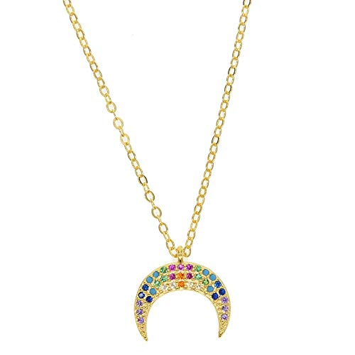 Collier arc-en-ciel et croissant de lune avec pendentif délicat pour femme