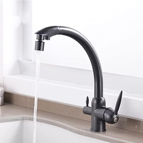Robinet Noir 3 en 1 mélangeur avec bec pivotant pour évier de cuisine