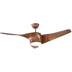 Ventilador de Techo con Luz LED con Mando a Distancia 3 aspas 3 velocidades 3 Color de Luz Blanca/Neutra/Cálida 1270mm de Diametro De Metral y ABS Color Madera