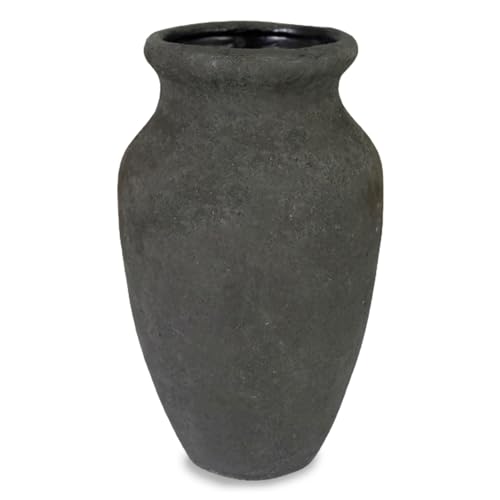 roro 7-Inch Handmade Textured Black Ceramic Prunus Vase - Artisan