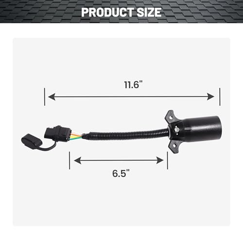 Image of Oyviny 7 Way to 4 Way Trailer Plug Adapter, RV Blade 7 Pin Round to 4 Pin Flat Trailer Light Adapter 11.6 Inches
