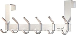 Homephix Over Door Hooks Hanger with 6 Heavy Duty Stainless Steel Hooks for Bedroom, Coats, Jackets, Purses, Bags, Clothes and Towels.