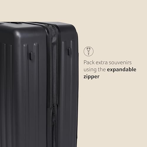 Image of Acer Barcelona Suitcase, 25 inch Check-in, with 360 Degree Spin 8 Wheels, TSA Lock, Top Opening, Expandable, Recycled Polyseter Material, Black