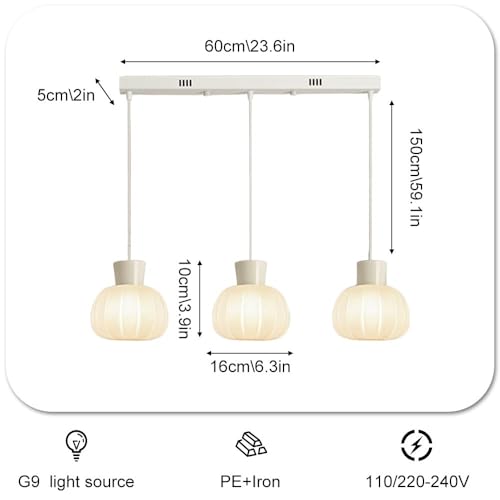 Suspension 3 têtes blanche en métal et acrylique E27