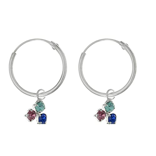 Handmade Pendientes aro con circonitas Plata de Ley - Pendientes de moda en Plata de Ley