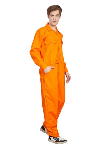 Image of TrendyUniform Plain Boiler Suit /Men'S Cotton Coverall /Coverall For Industrial /Full Sleeves Coverall /Mechanic Painter Workwear, Size-Small, Colour-Orange