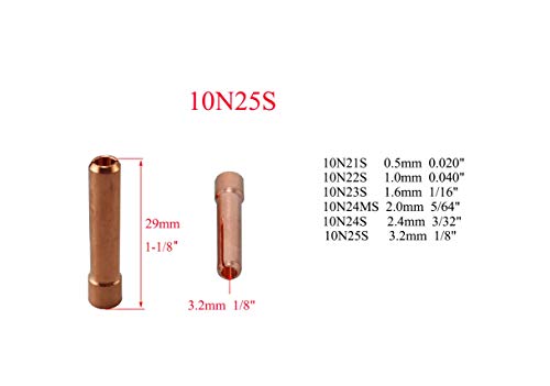 Image of RIVERWELD TIG Stubby Gas Lens Collet Bodies 1 /8 inch Ceramic Cups 53N kit 12pcs | 17GL18 10N25S 3.2mm Quartz Nozzle Clear Glass Cup #10 5 /8 inch 16mm for DB SR WP 17 18 26 TIG Welding Torch