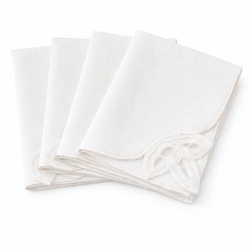 Servilletas de Tela de Algodón Bordadas Blancas 12x12 Pulg 4 Unids miniatura 2