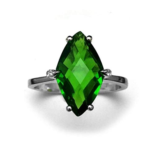 R6497 Fancy Cut Green Helenite Marquise Shape Sterling Silver Mordorn Ring - Main Image
