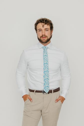 Image of DAZI Men's Skinny Tie Floral Print Cotton Necktie, Great for Weddings, Groom, Groomsmen, Missions, Dances, Gifts.