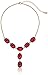 1928 Jewelry Gold-Tone Siam Red Oval Faceted Adjustable Y-Shaped Necklace, 16"