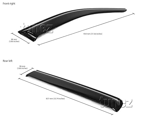 tunez® Fenstertürvisier Wetterschutz Windabweiser Kompatibel mit Next-Gen Ranger T6.2 PX.2 Baujahr 2022 2023 2024 2025 2026 2027 2028