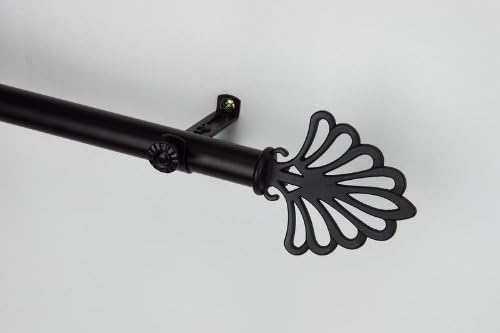 Modern Fan Curtain Rod and Hardware Set Size: 120" - 170" W, Finish: Black