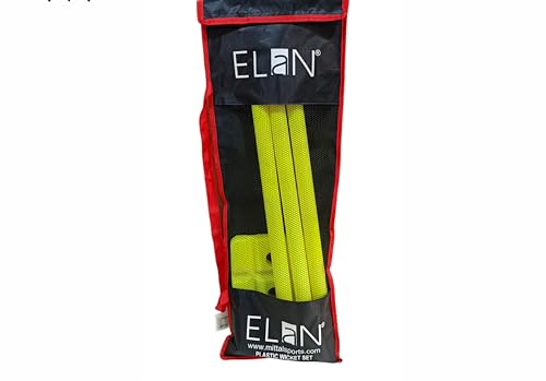 Image of Elan Polymer Cricket Stump Set | Plastic Cricket Stump | with 3 Wickets | Base | 2 Bails | Kit Bag | Stumps.