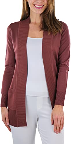 Image of ToBeInStyle Women's Long Sleeve Rib Banded Open Sweater Cardigan