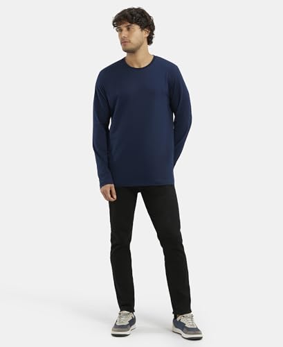 Image of Jockey AM95 Men's Super Combed Cotton Rich Solid Round Neck Full Sleeve T-Shirt