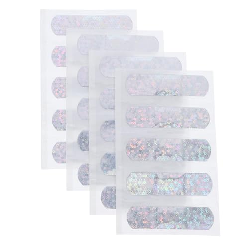 ibasenice Apósitos Adhesivos Infantiles Purpurina y Diseño de Dibujos Animados 20 Unidades Resistentes al Agua Banda Adhesiva Portátil Transpirable para Heridas Pequeñas y Uso Exterior