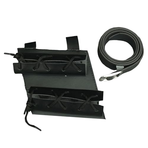 Cinturón de espada doble medieval ajustable de cuero PU negro para rana de sable