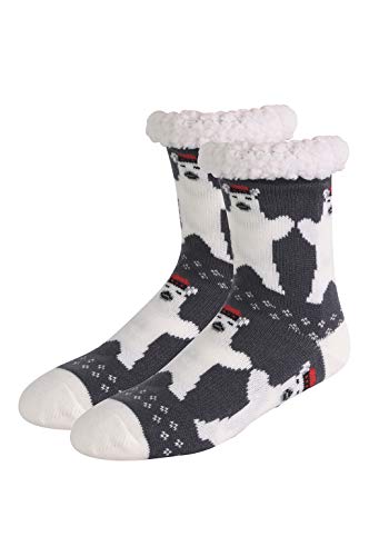 Women s Sherpa Lined Cozy Thermal Non-Skid Socks (9-11, Polar Bear) (1 Pair)