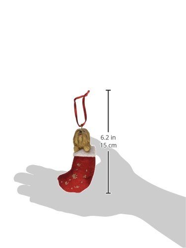Lhasa Apso Christmas Stocking Ornament With "Santa's Little Pals" Hand Painted And Stitched Detail #TOP1