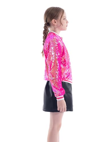 Unicorn Sequin Jacket for Girls Kids Toddler Sparkle Zipper Bomber Jacket with Pockets4