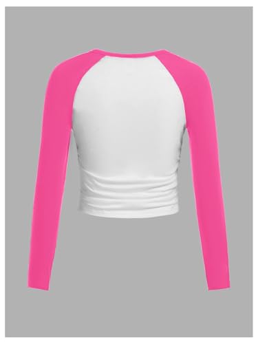 Image of SOLY HUX Girl's Long Sleeve T Shirts Cute Graphic Tees Casual Teen Tops Preppy Back to School Clothes Hot Pink and White 12Y