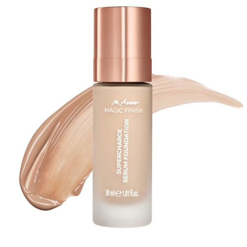 M. Asam MAGIC FINISH SUPERCHARGE Sérum de teint Warm-Sand (30 ml) – Mi-fond de teint, mi-sérum, formule enrichie en peptides lissants et en sérum hydratant, make-up avec couvrance moyenne à élevée