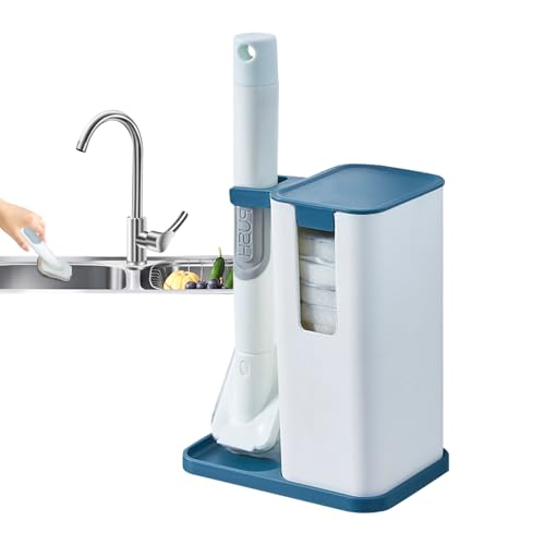 Brosse de nettoyage pour vaisselle, poêle avec 10 têtes de brosse de rechange – Brosse à récurer à long manche pour nettoyage d'évier de cuisine