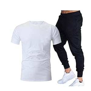 Heren Sportkleding Sets Zomer Stijl Sport Suits Mannen Sport Pakken Korte Mouw T-Shirts Pakken, Wit Zwart, S