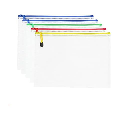 10PCs A3/A4/A5/B5 Plastic Wallets,A3 Mesh Document Bag,A4 Zip Wallets Ziplock Bags Plastic Mesh Zip File Document Folder A5 Zipper Bag Mesh Zip Folder Random A5.5 Thin Cover