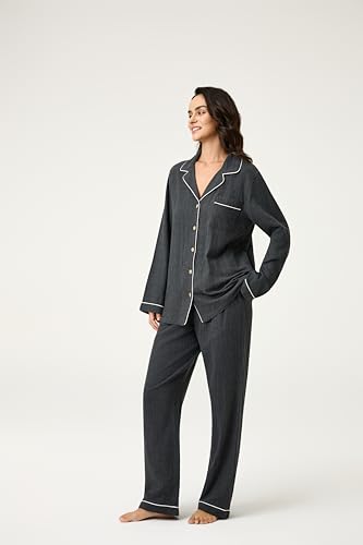 Image of BESTOUCH Womens Pajama Sets: 100% Cotton Muslin Linen Feel