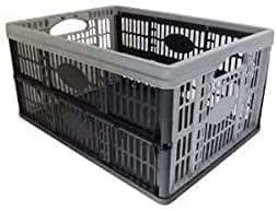 onlinemania Multifunction Plastic Foldable Storage Basket Folding Box Crate Collapsible Great to store vegetables, Books, toys 32 Litre (Pack of 3 Crates)