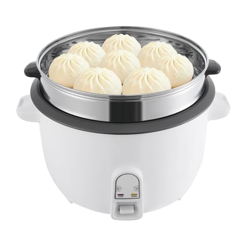 Arrocera de acero inoxidable de 13 L, funcionamiento con un botón, olla antiadherente con función de mantenimiento del calor y vapor para 15-20 personas para cocinar arroz, guisar, sopa, postres,