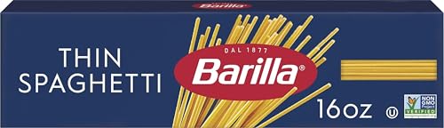 Image of Barilla Thin Spaghetti Pasta, Non-GMO Kosher Pasta, 16oz.