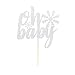 Arthsdite 1Pc Snowflake Oh Baby Cake Topper Glitter Baby Shower Snowflake Cake Pick Decorations for Winter Snowflake Theme Baby Shower Kids Birthday Party Supplies - Silver Glitter