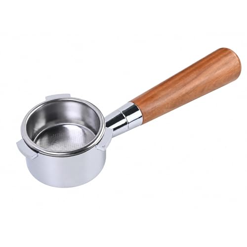 54mm Bottomless Portafilter with Wood Handle Includes 1 Filter Basket 3 Ears Naked Portafilter Compatible