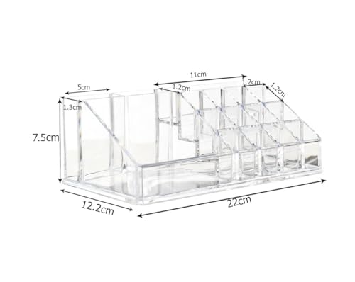 Image of SKDBPM KDR Plastic Cosmetic Shelf Stand Case Grid Squares Lipstick Holder Showcase Stand Organizer Makeup Storage Box (Transparent) (16 LIPSTICK HOLDER)