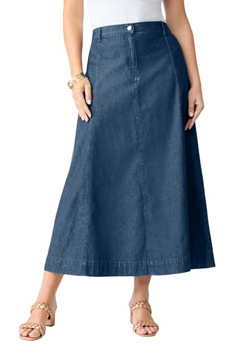 Roaman's Women's Plus Size Invisible Stretch Iconic A-Line Maxi Skirt
