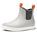 ZCVQX Women's Deck Boots Waterproof Ankle Rain Boots Outdoor Fishing Garden Boots for Women Anti-Slip Lightweight Comfortable Work Shoes Grey, Size 8