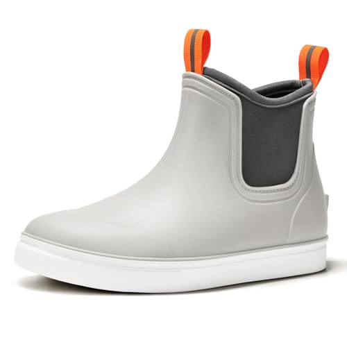 ZCVQX Women's Deck Boots Waterproof Ankle Rain Boots Outdoor Fishing Garden Boots for Women Anti-Slip Lightweight Comfortable Work Shoes Grey, Size 8