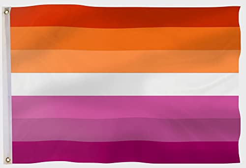 PHENO FLAGS Lesben Flagge 90x150cm - wetterbeständige Pride Fahne mit Messingösen, 100% Polyester, robuste Doppelnaht & in lebendigen Farben - ideal für Flaggen-Liebhaber
