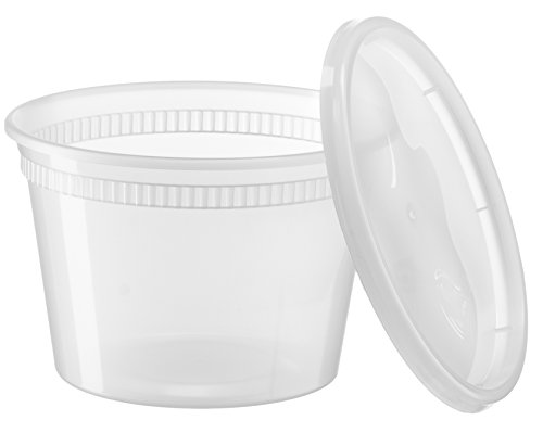 [48 Count 16 Oz Combo] Basix Disposable Plastic Deli Food Storage Containers With Plastic Lids, Leakproof, Great For Meal Prep, Picnic, Take Out, Traveling, Fruits, Snack, Or Liquids #TOP3