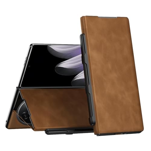 For Oppo Find N6�p�P�[�X ? �i�b�p���U�[���t���b�v�P�[�X�i�y�����[�E�X�^���h�@�\�t���j�^�S�ʕی�J�o�[,Brown