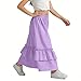 Ruffle Tiered Flowy Maxi Skirt for Girls Summer Boho Elastic High Waisted A-Line Long Swing Beach Skirts for 4-15 Years