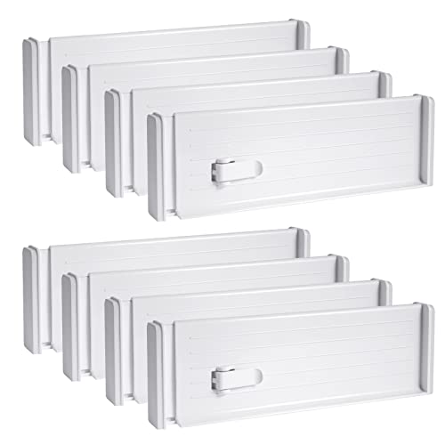 Image of YKLSLH Drawer Dividers Organizer, Adjustable Drawer Dividers for Clothes, Drawer Separators, Expandable Drawer Organizer from 10.6-18" for Dresser Organizer, Kitchen Utensils, Office, Bathroom (8 P)